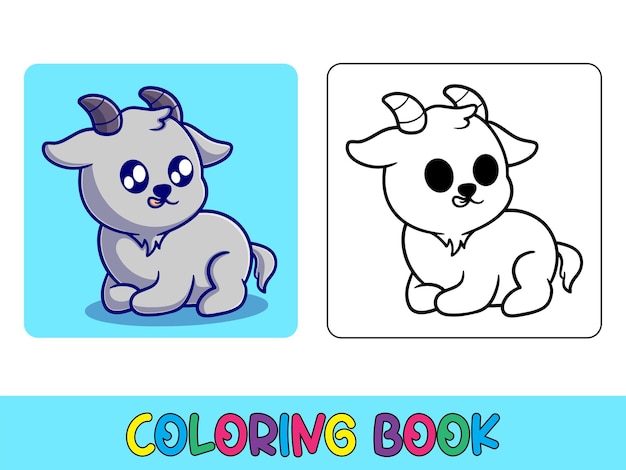 Vector coloring book animal activity coloring book cute animal for education cute lamb black and wh