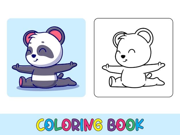 Vector coloring book animal activity Coloring book cute animal for education cute panda bear black