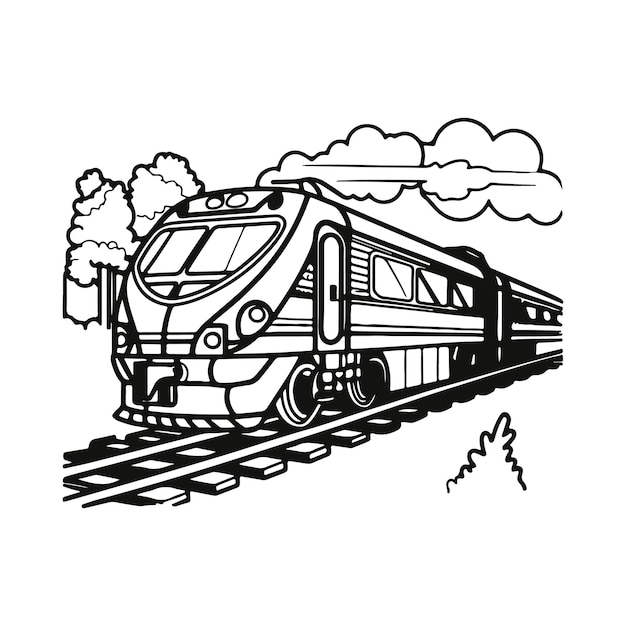 Vector coloring book electric train