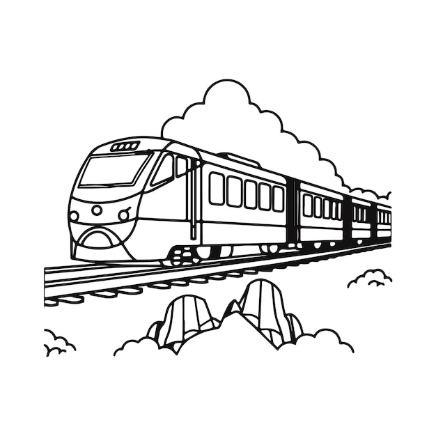 Vector coloring book electric train