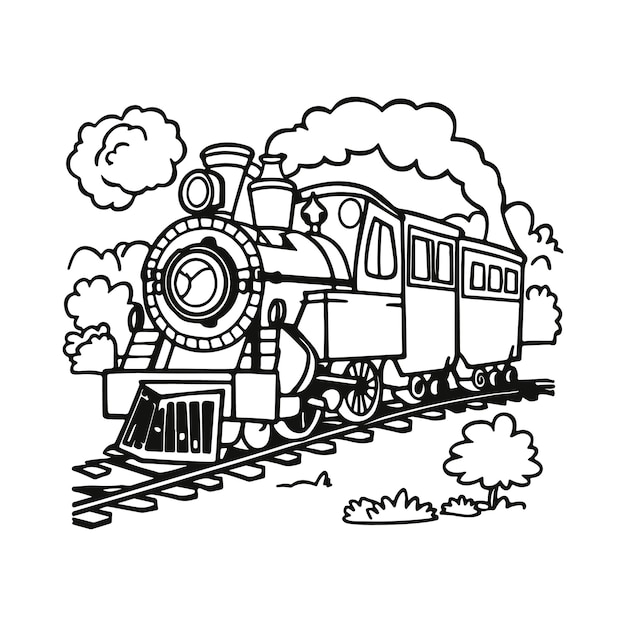 Vector coloring book electric train