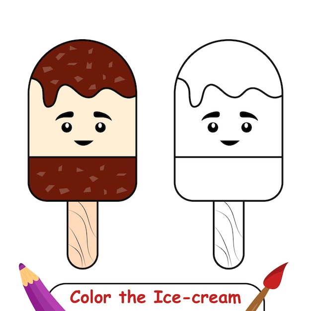 Vector coloring book for kids, Ice-cream vector graphics