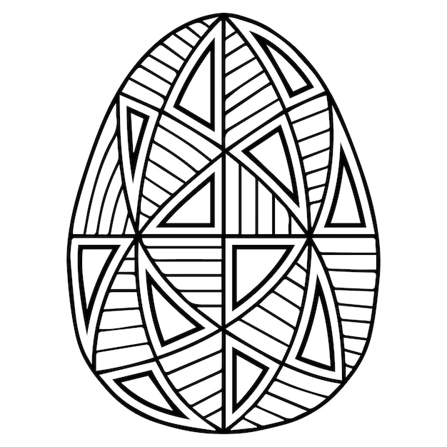 Vector coloring book page for adult coloring. Black contour detailed easter egg in mandala style on white background