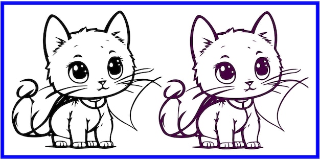 Vector coloring book or page for kids black and white cat design