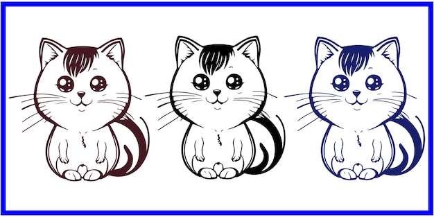 Vector coloring book or page for kids black and white cat design