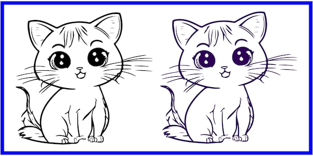 Vector coloring book or page for kids black and white cat design