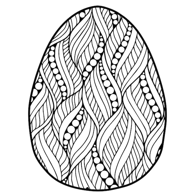 Vector vector coloring page. black contour detailed easter egg in mandala style on white background