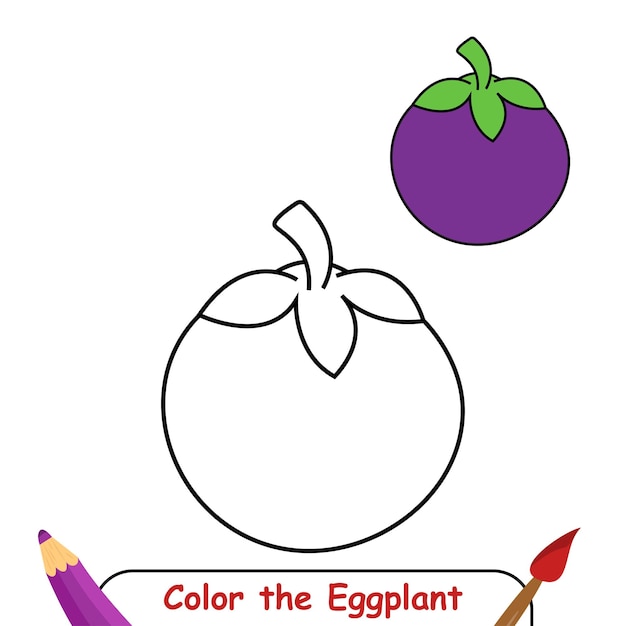 Vector coloring page for kids Eggplant vector graphics