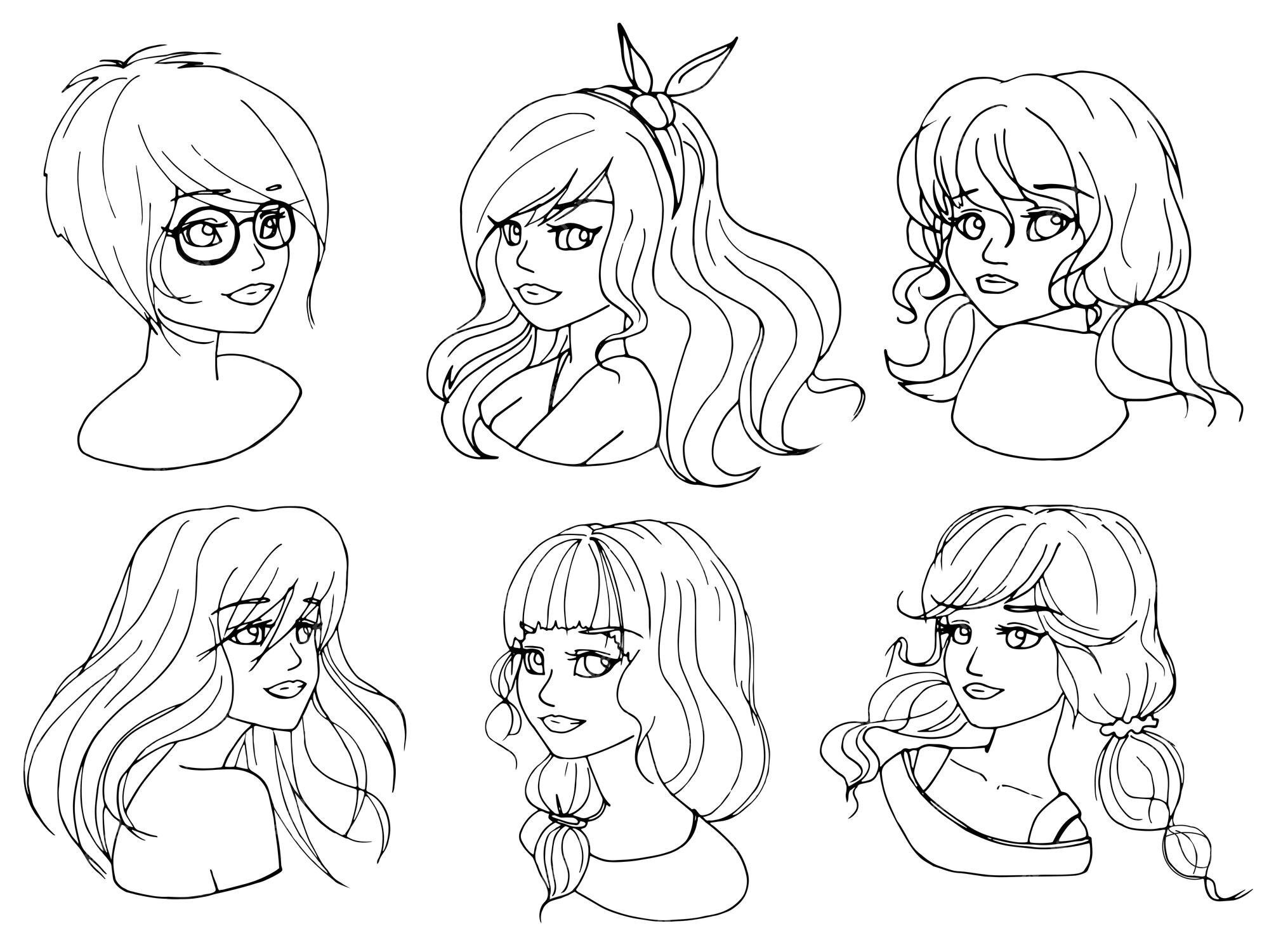 Premium Vector  Vector coloring page with cute cartoon anime girl. avatars