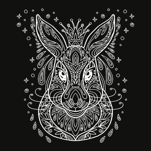 Vector coloring white rabbit head vector illustration