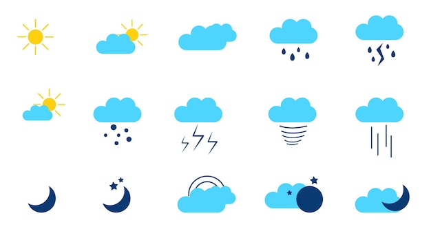 Vector vector coloured weather icons collection