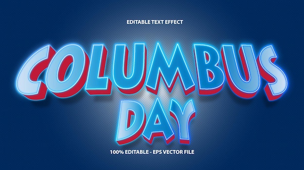 Vector Columbus Day Editable Text Effect