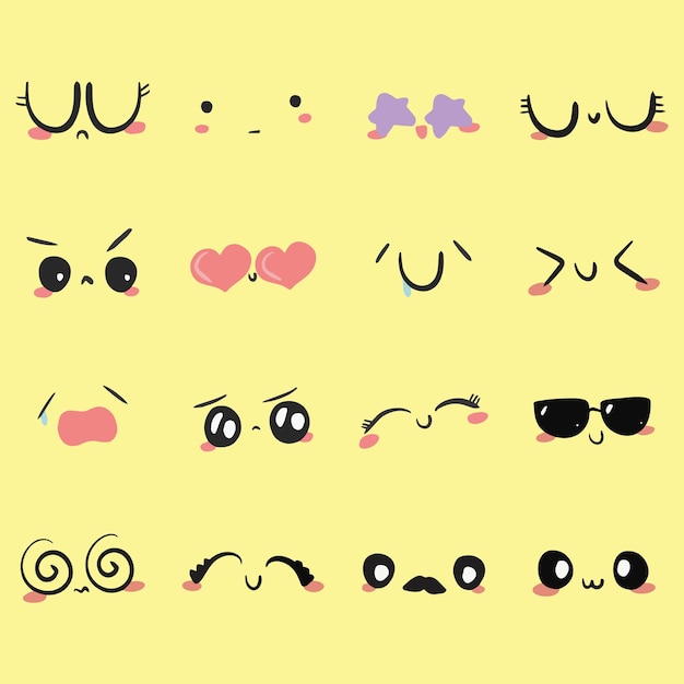 vector comic face expressions set