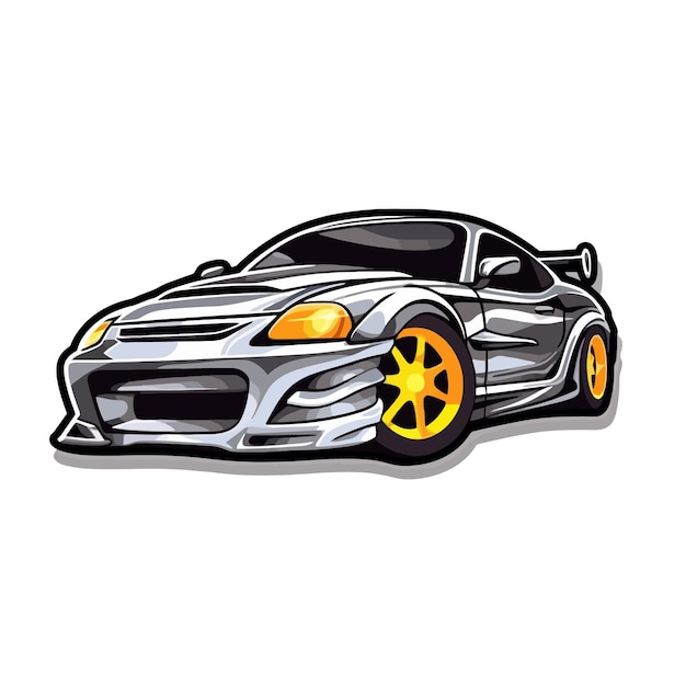 vector compact car cartoon sticker on white background