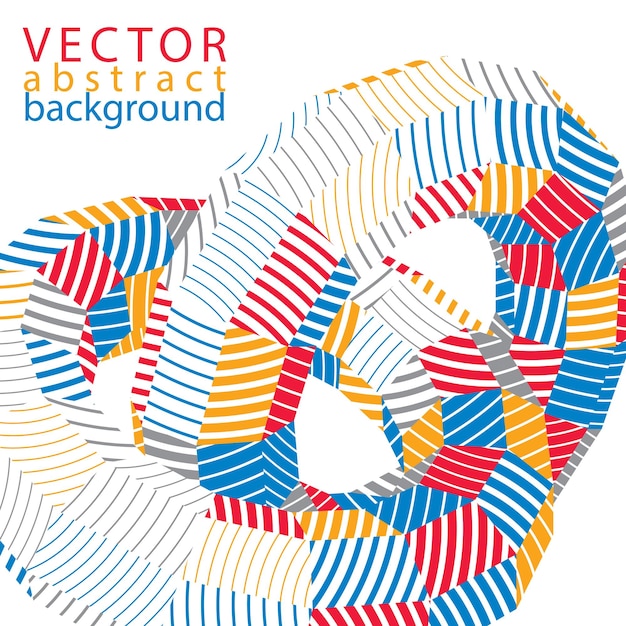 Vector complicated 3d backdrop, modern digital technology style form. Abstract stripy bright three-dimensional background.