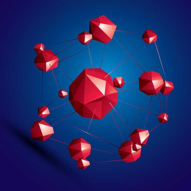 Vector complicated 3d figure, modern digital technology style form. Abstract unusual colorful three-dimensional objects connected.