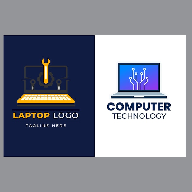 Vector computer en laptop reparatie logo sjabloon pictogram illustratie