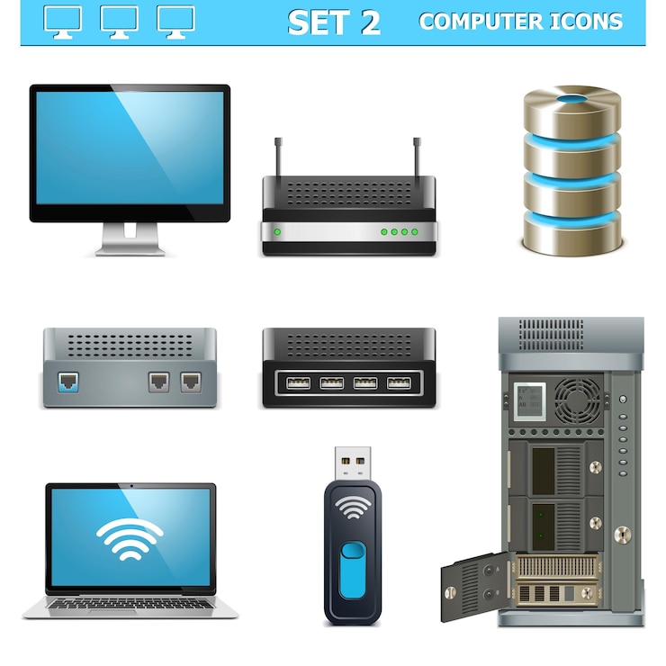 Vector vector computer icons set 2