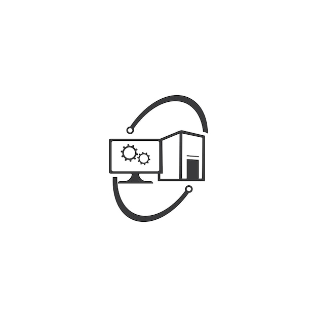 Vector computer and laptop repair logo template icon illustration