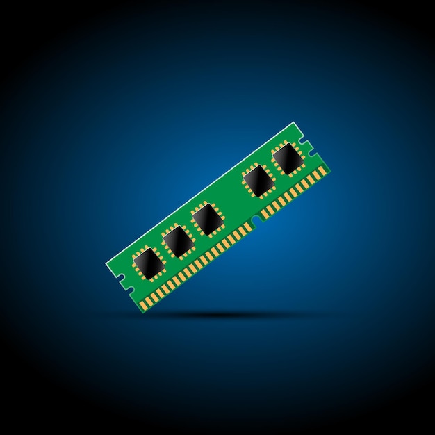 Vector computer RAM on the gradient blue dark background