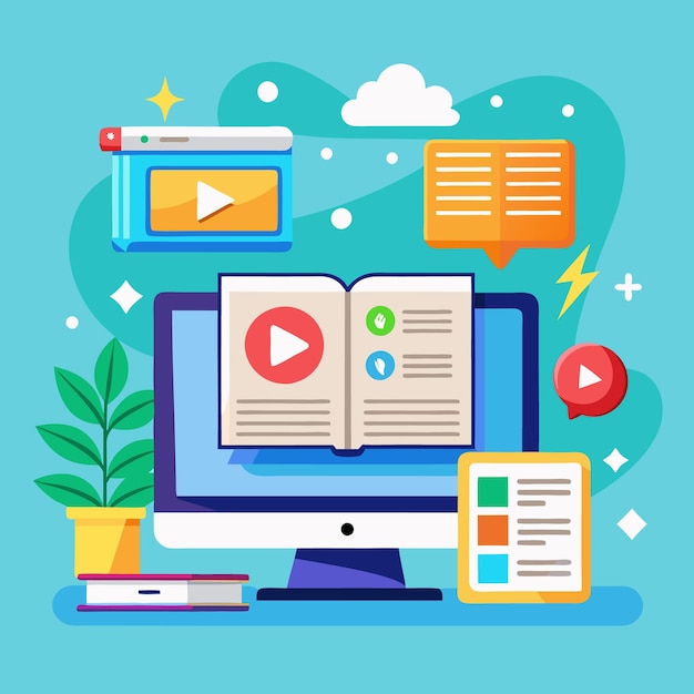 Vector computer website videoboek om te bestuderen