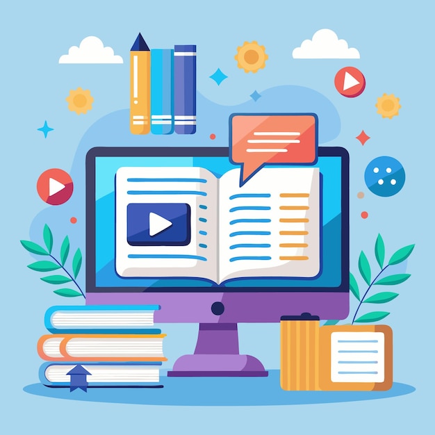 Vector computer website videoboek om te bestuderen