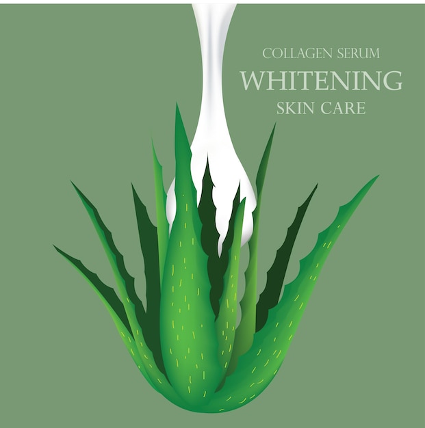 Vector vector concept achtergrond cosmetica huidverzorging vitaminen collagen serum aloe vera collagen en melk