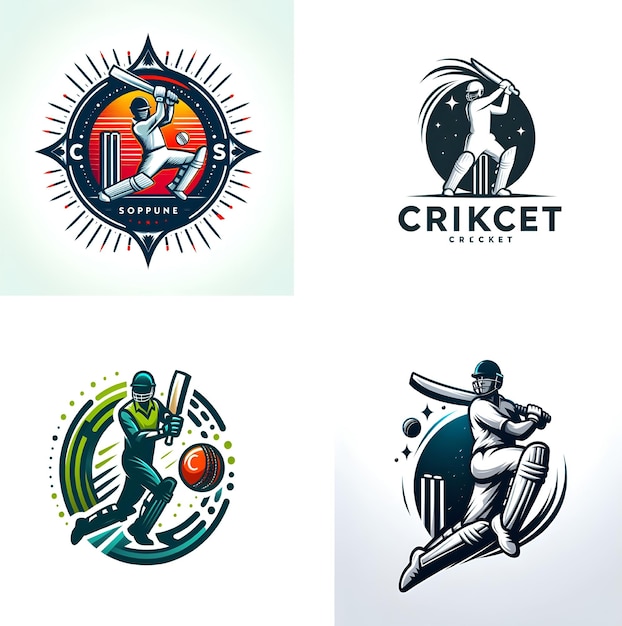 Concetto vettoriale di battitore che gioca a cricket logo