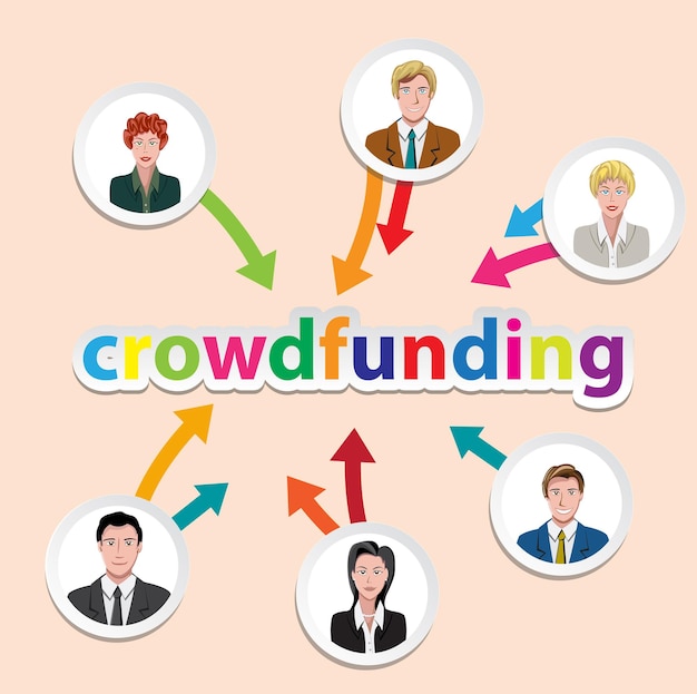 성공을 위한 벡터 개념 Crowdfunding 팀워크