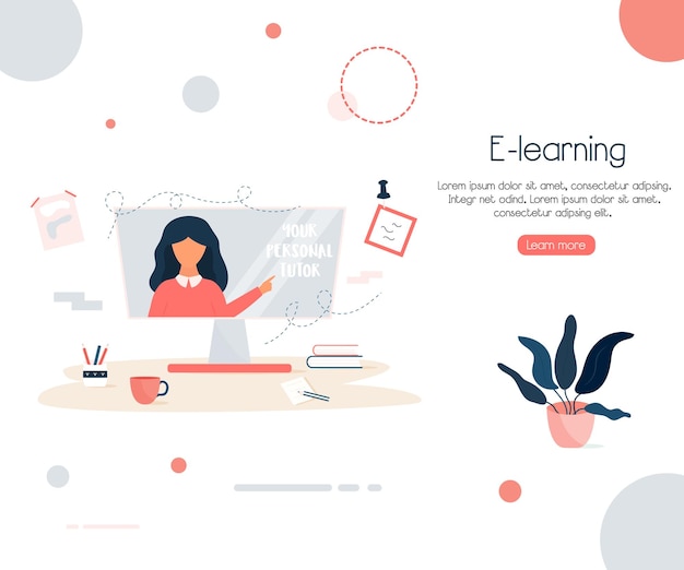 Vettore illustrazione del concetto di vettore per l'elearning