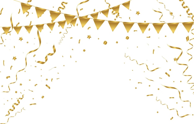 Vector vector confetti golden tinsel confetti fall from the sky shiny confetti holiday birthday