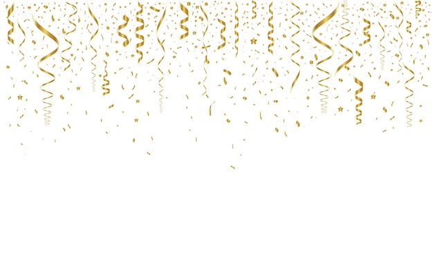 Vector confetti golden tinsel confetti fall from the sky shiny confetti holiday birthday