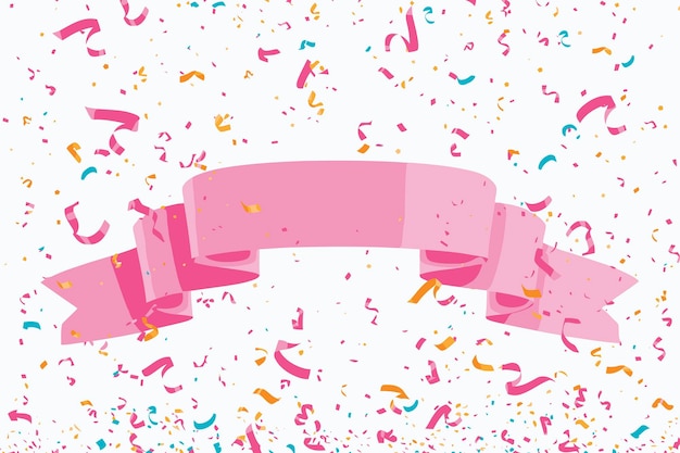 Vector confetti with ribbon banner white background