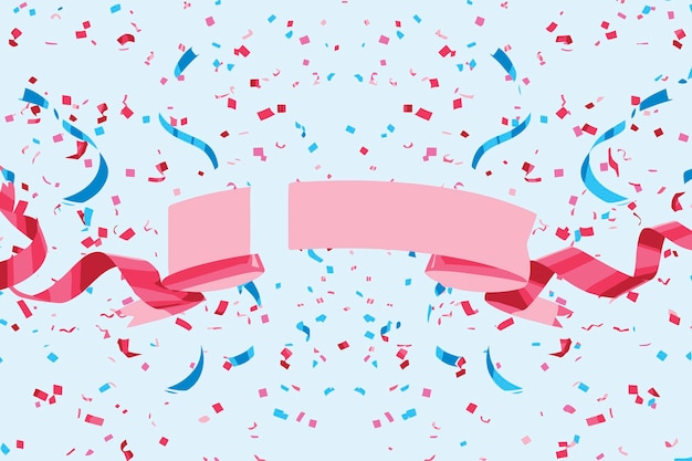 Vector vector confetti with ribbon banner white background