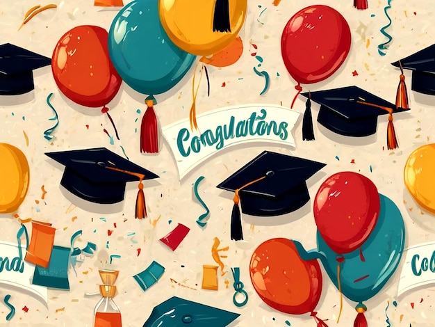 Vector Congratulations card template with graduation cap isolated