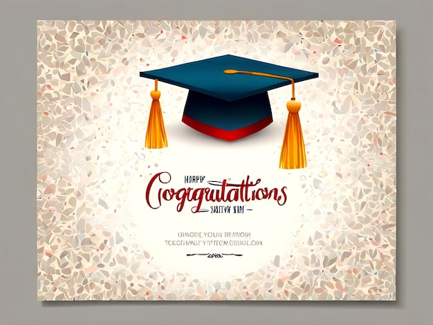 Vector Congratulations card template with graduation cap isolated