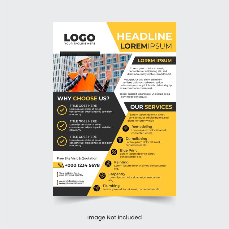 Vector construction plumber architecture flyer template