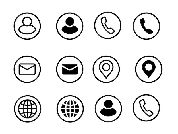 Vector Contact Logos en Iconen instellen contactinformatie icoon