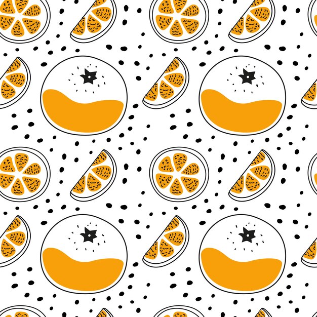 Vector vector continuous contour pattern with citruses oranges lemons