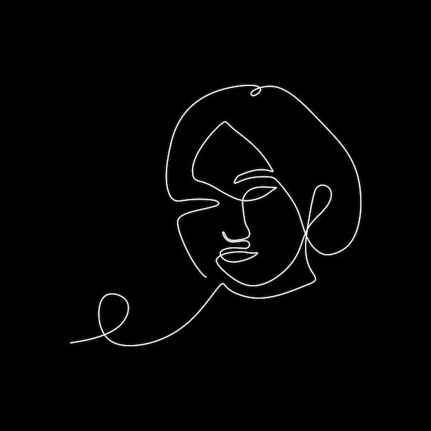 vector continuous line beautiful girl face illustration