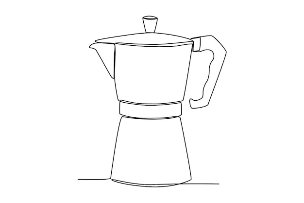 Vector vector continuous line drawing of coffee pot barista vector illustration