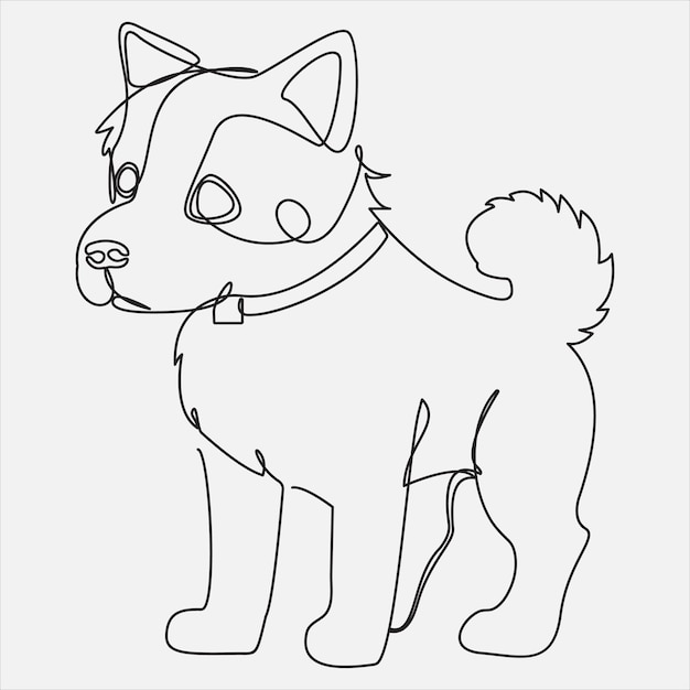 Vector Continuous line drawing of dog one line drawing