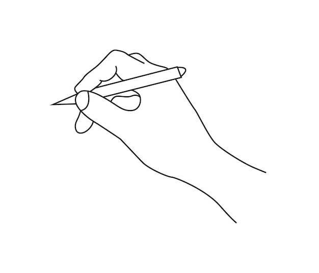 Vector vector continuous line drawing of hand holding pen