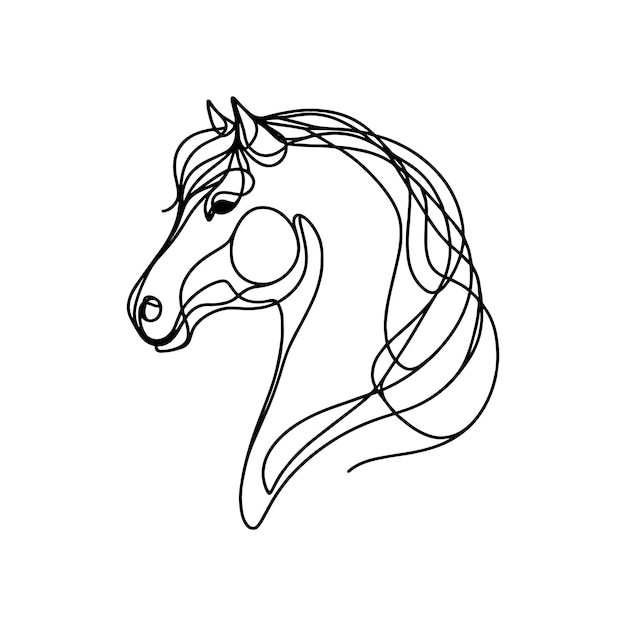 vector continuous line drawing of horse head