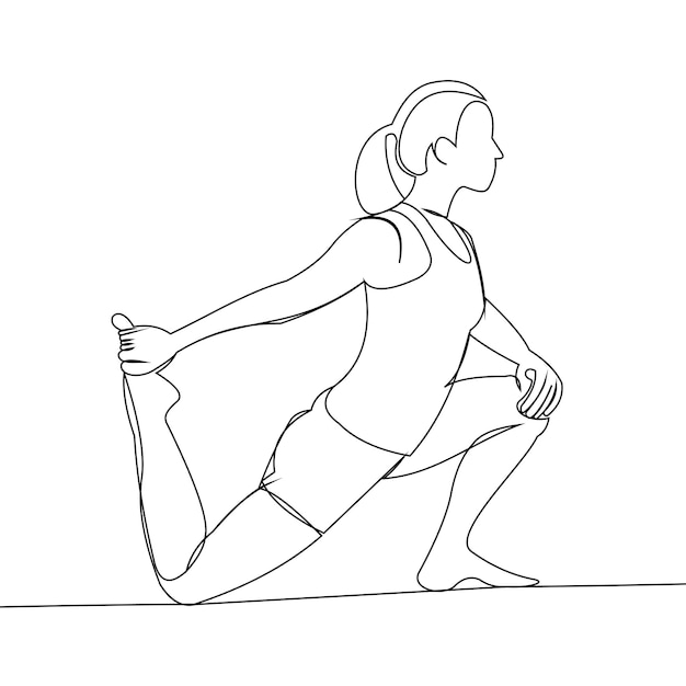 Vector continuous line drawing of a person doing martial arts