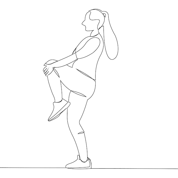 Vector continuous line drawing of a person doing martial arts