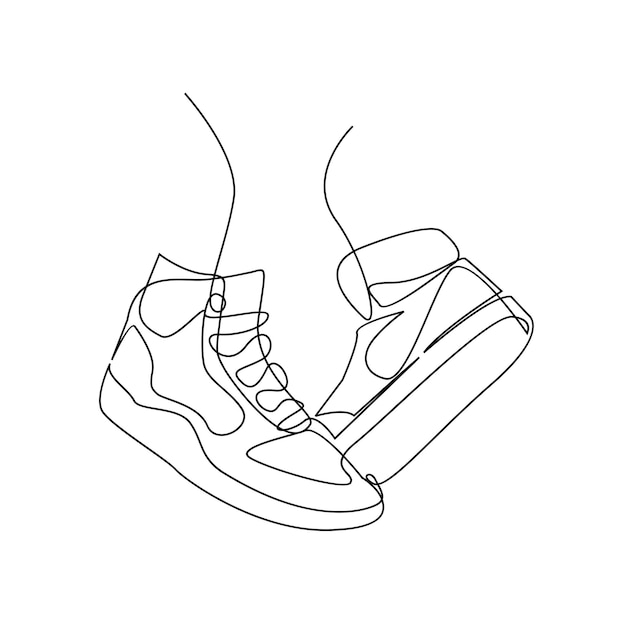 Vector vector continuous line drawing sneakers