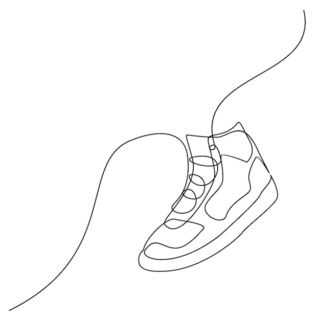 Vector continuous line drawing sneakers