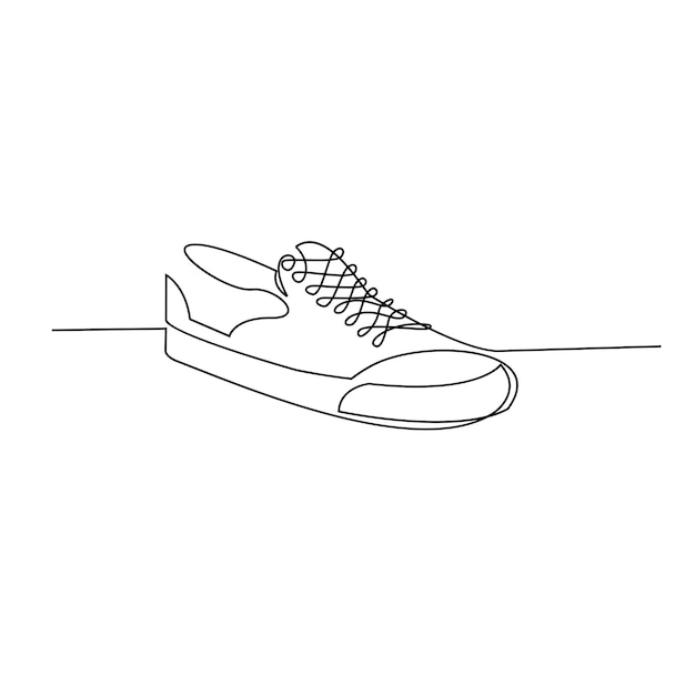 Vector continuous line drawing sneakers