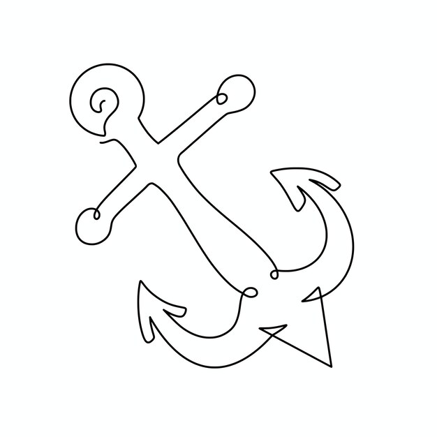 Vector continuous one line anchor illustration